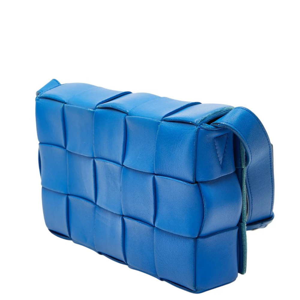 Bottega Veneta Bag Cassette Maxi Blue Leather Crossbody Intrecciato Blue